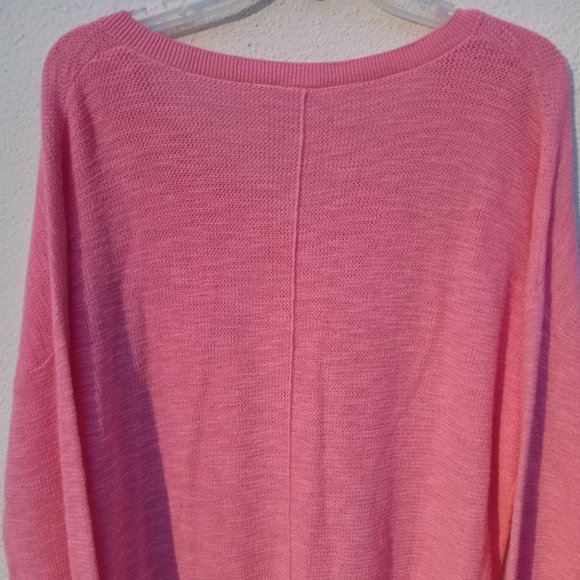 Pink 100% Cotton V Neck Sweater Size XL Eco Friendly Balletcore Spring - Picture 7 of 16